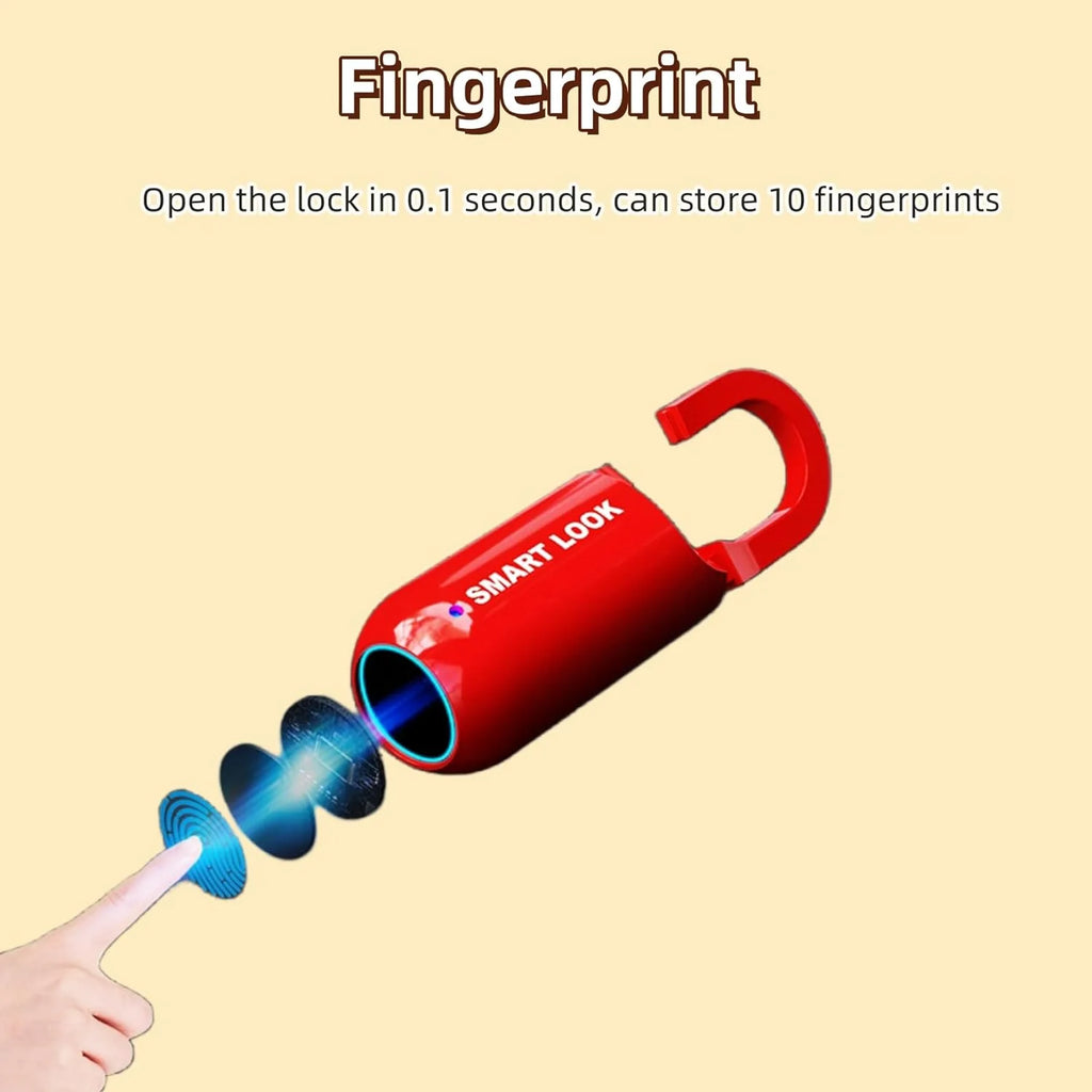 Mini Smart Fingerprint Lock Biometric Keyless Thumbprint Padlock School Gym Locker Small Rechargeable Electronic Locks