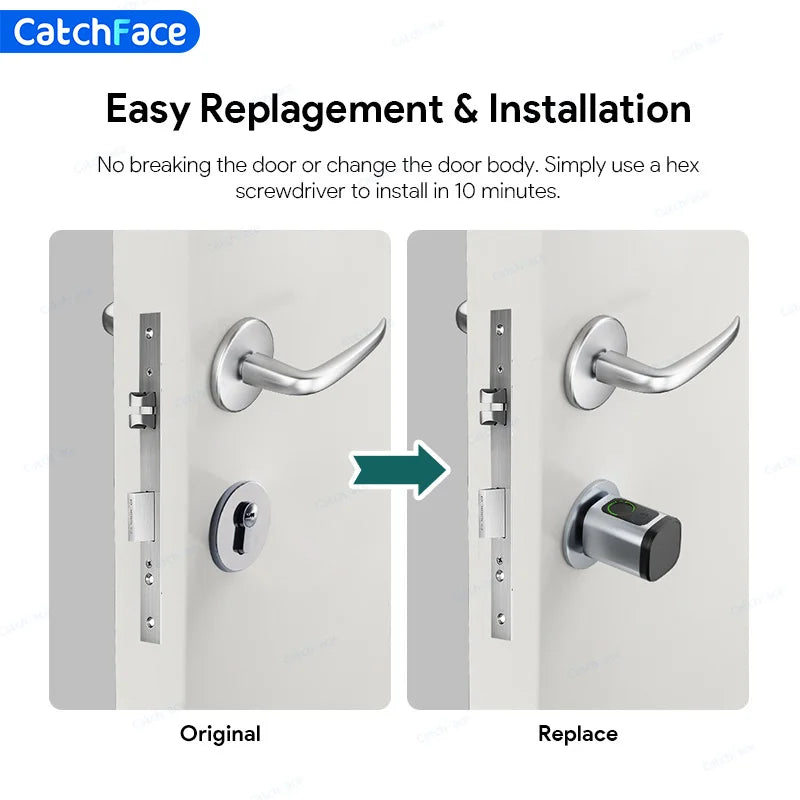 V1 Pro+ Version Adjustable TUYA or TTLock APP Fingerprint Password Digital RFID Card Cylinder Smart Door Lock for Home Hotel