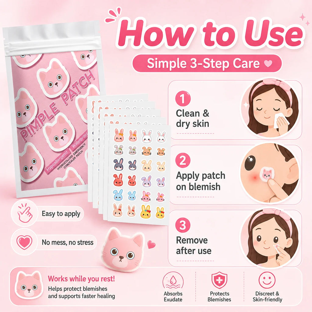 120pcs Cartoon acne patch, cute cat-shaped facial concealer acne patch, safe, non-toxic, gentle and non-irritating, suitable for