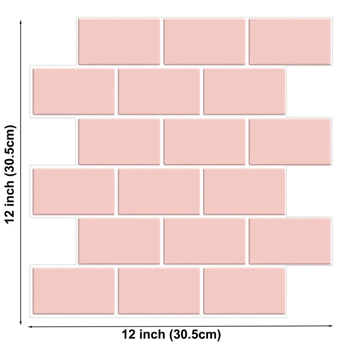 3D brick peel-and-stick wall sticker sheet set, pink rectangular blocks with raised look