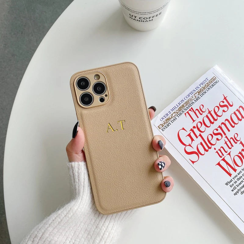 Personalised iPhone Case: Custom Initial Slim Fit Cover with Drop Protection Khaki Tidesmit