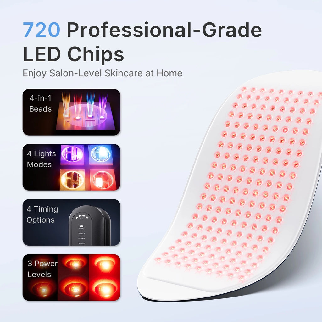 Hello Face LED Light Therapy Mask 78x30 cm Large Pad 720 Chips Infrared Light Therapy Skin Care Machine for Facial Body skincare