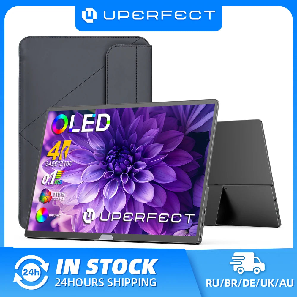 UPERFECT 15.6“ 4K OLED Portable Gaming Monitor 16:10 500Nits 0.1MS Laptop Display Ultra-Slim Aluminum Design Built-in Kickstand