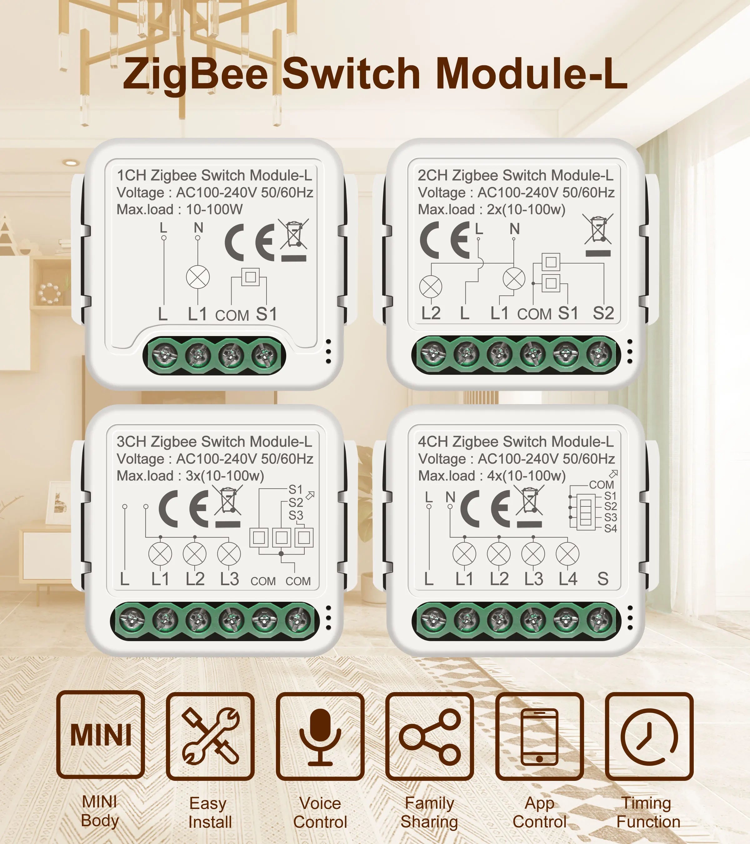 GIRIER Tuya ZigBee 3.0 Smart Switch Module No Neutral Wire Required Smart Home DIY Light Breaker Works with Alexa Google Home