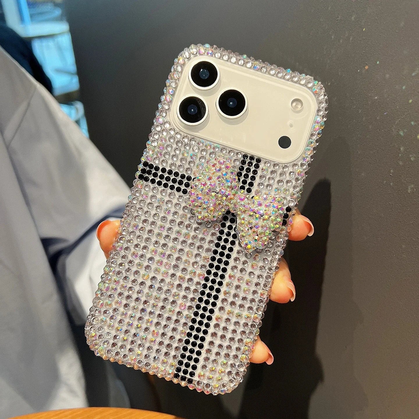 Diamond Bow Phone Case for iPhone 17 Pro Max - Shock-Absorbing Pink Case only Case A Tidesmit