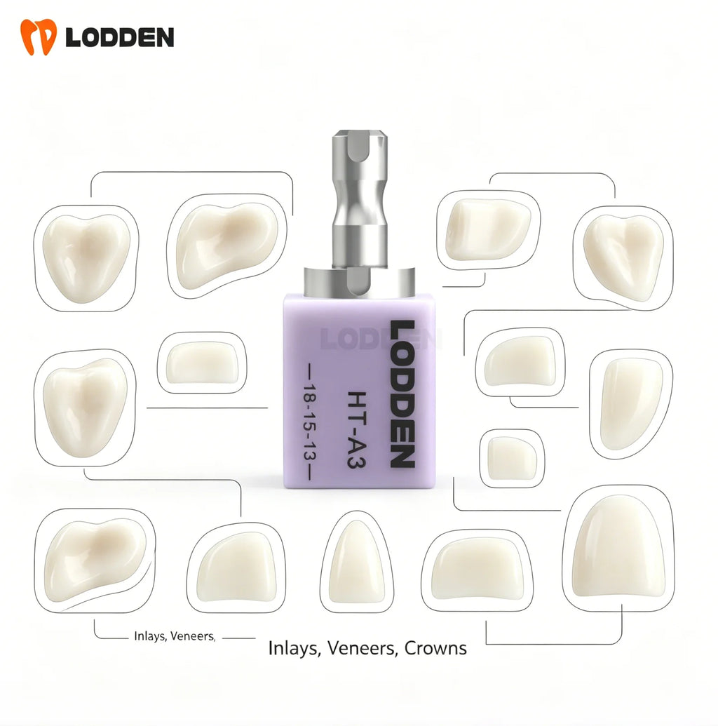 Lodden 10PCS Lithium Disilicate C14 Dental Glass Ceramic Blocks CAD CAM Sirona Cerec Block HT LT MT Lab Veneer Dentist Materials