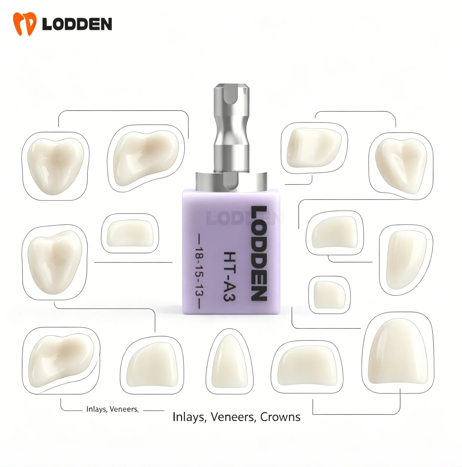 Lodden 10PCS Lithium Disilicate C14 Dental Glass Ceramic Blocks CAD CAM Sirona Cerec Block HT LT MT Lab Veneer Dentist Materials