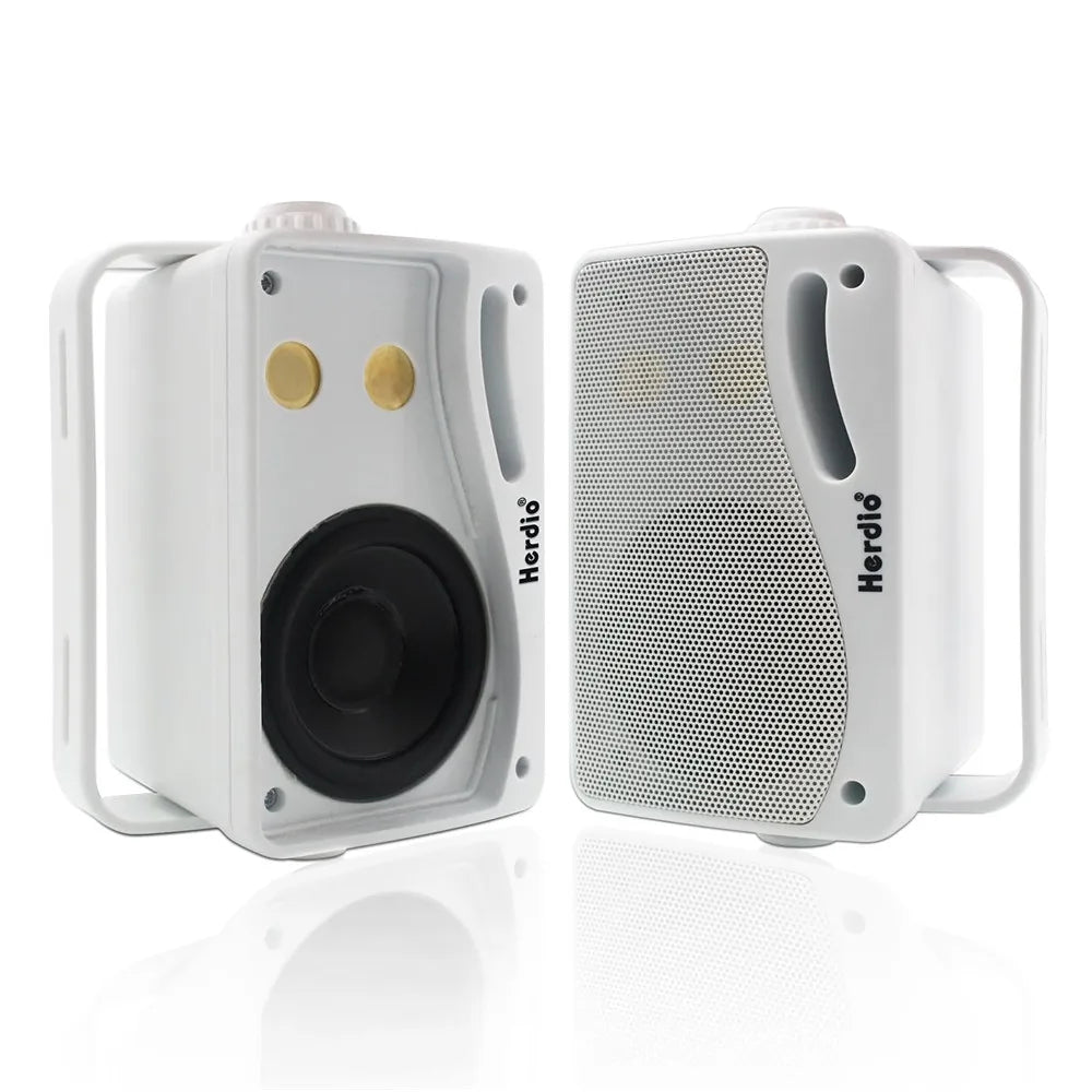 Herdio 3.5inch Outdoor Speaker 200W Waterproof Wall Mount Speakers HiFi Passive Wired 3 Way Premium Mountable Speake Black