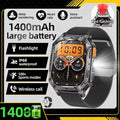 2026 New Hot flashlight Men Smartwatch Compass 1400 mAh BT call GPS fitness IP68 Waterproof Fashion Smartwatch For holiday Gifts