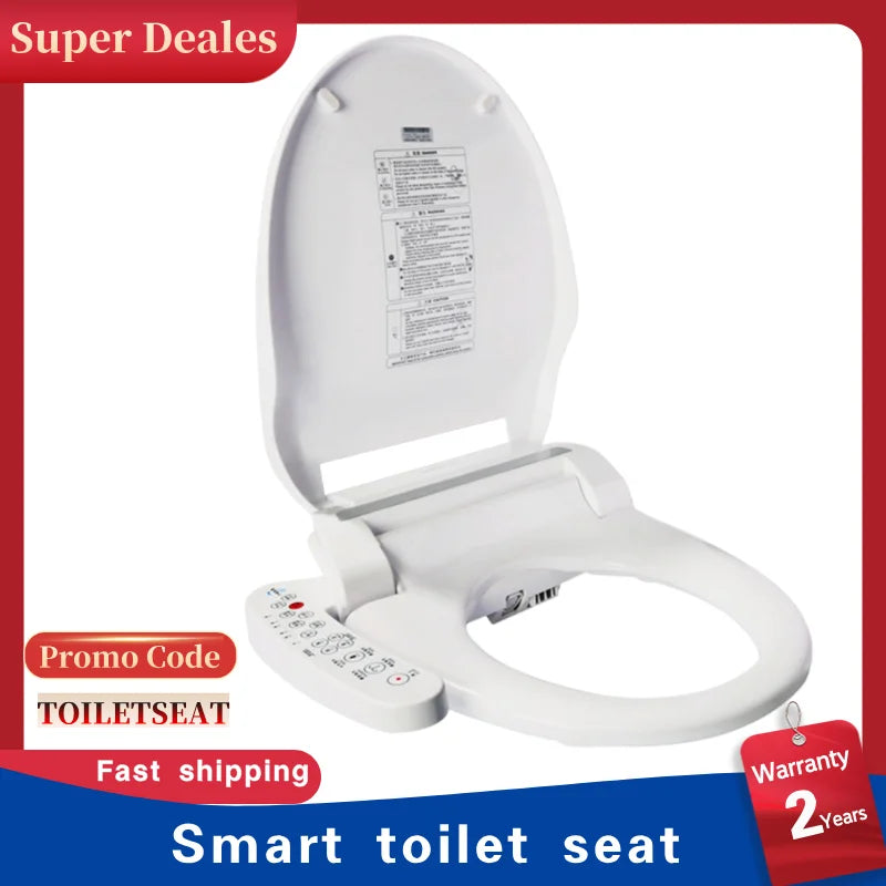 Smart Toilet Seat Cover - Water&Energy Saving, Instant Heating, Self-Cleaning, LED Night Light-Efficient Hygienic Bathroom Lid