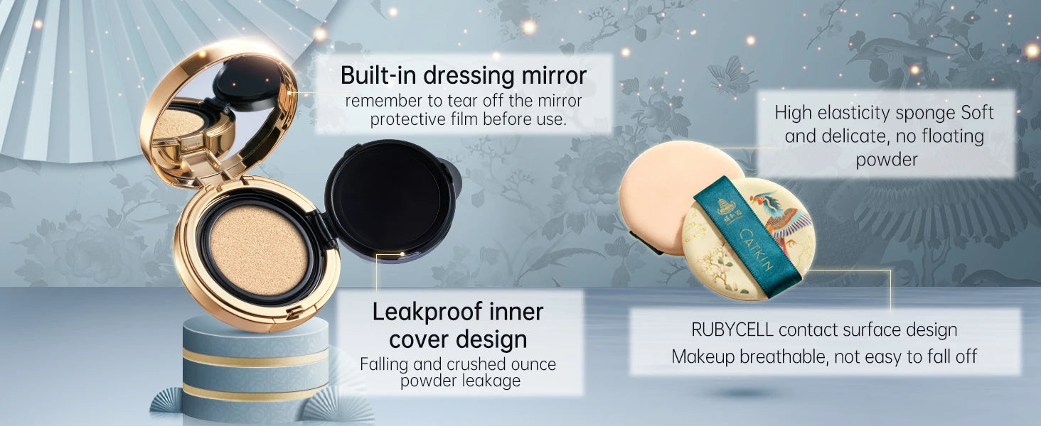 Catkin Phoenix Satin Cushion Foundation - Full Coverage Light Beige Massage Cushion Tidesmit