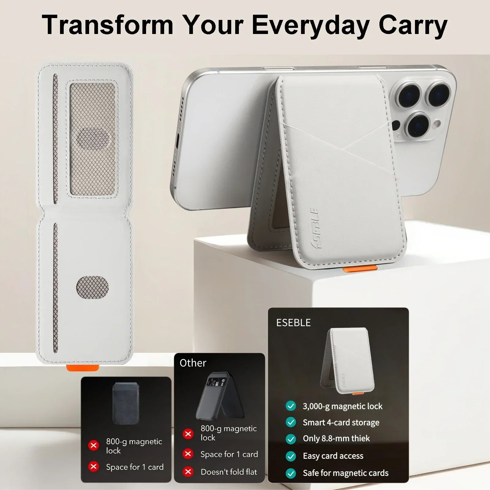 Magnetic Card Holder for iPhone: Slim RFID MagSafe Wallet & Card Case Tidesmit