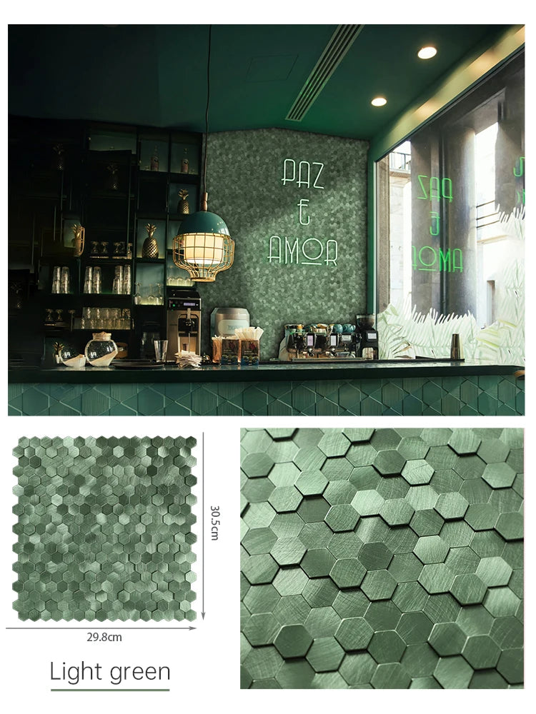Peel and Stick Backsplash Hexagon Tile, Self Adhesive Wall Tiles 3D Metal Stick on Tiles for Kitchen