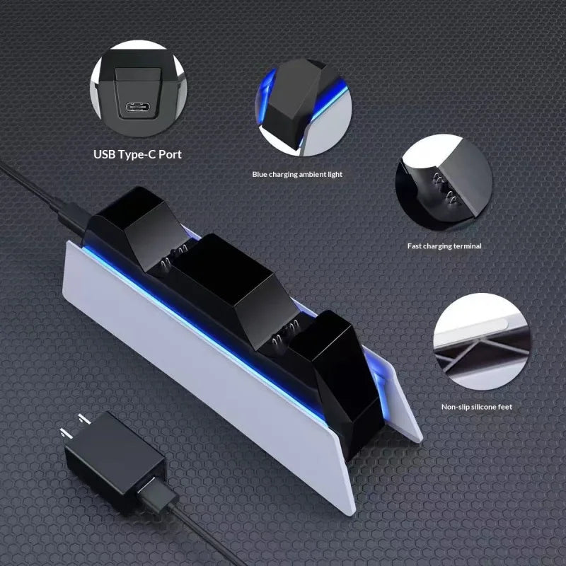 PS5 DualSense Charging Station: Fast Dual Dock Stand for Controllers Tidesmit