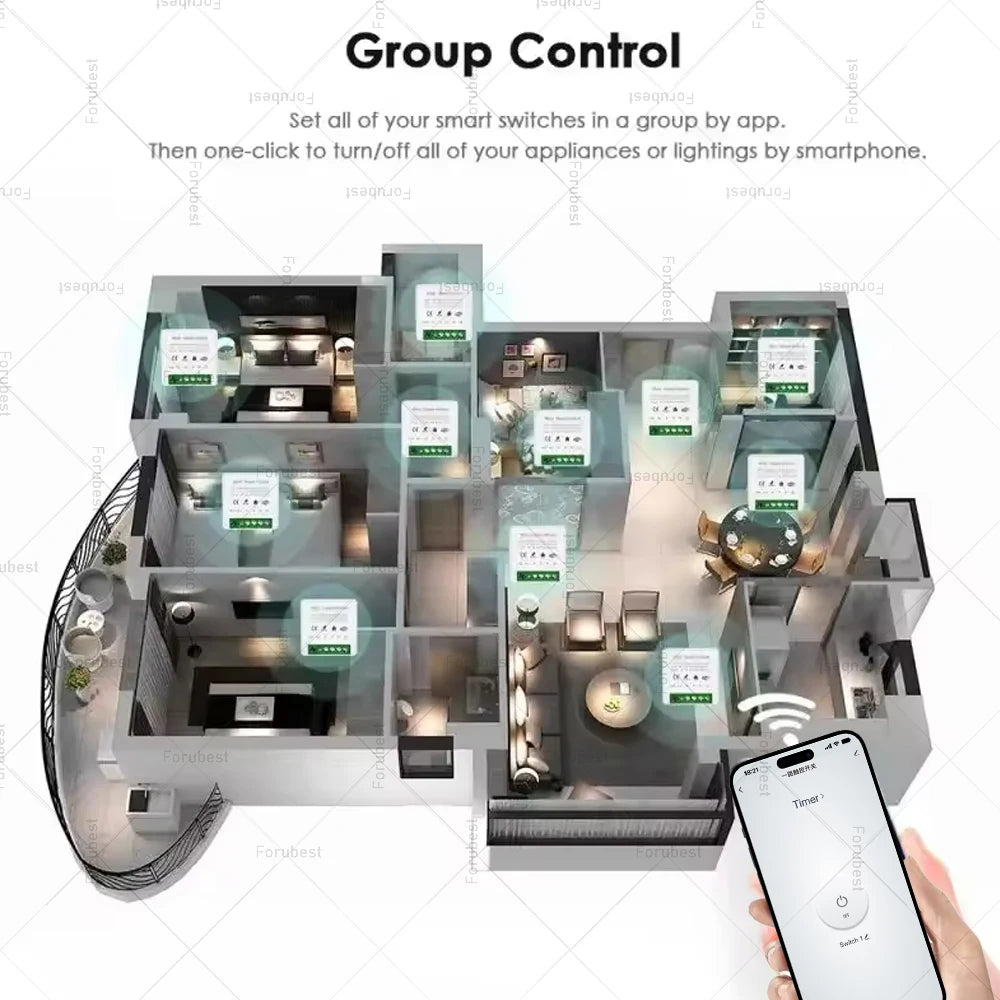 Zigbee Smart Switch Module 16A - App-Controlled Light Relay Tidesmit
