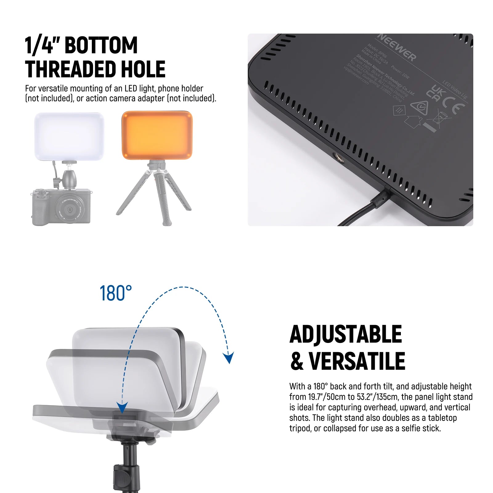 LED Video Light Panel Kit with Adjustable Tripod - Bi-Color Dimmable Tidesmit