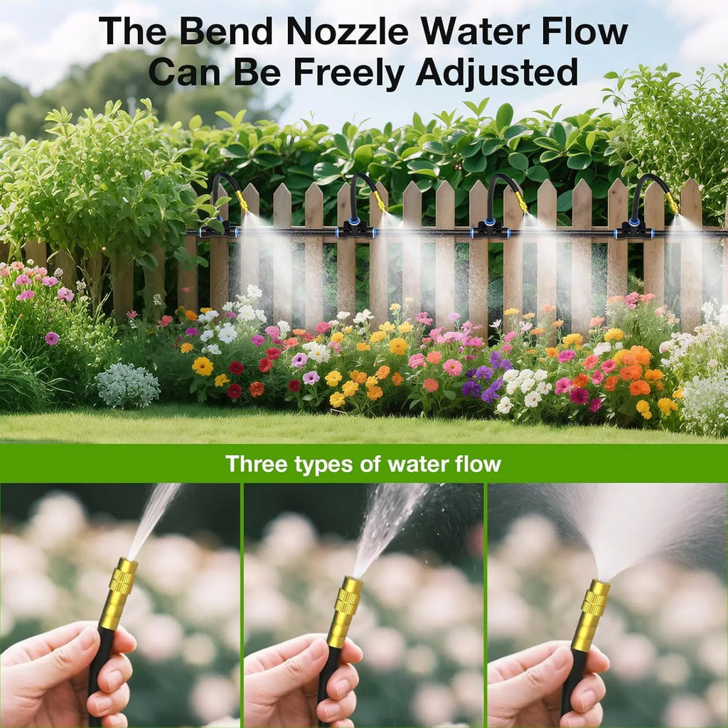 60M DIY Free Bending Universal Sprayer Kit 6mm Hose Patio Misting Cooling System for Garden Plant Fogging Watering Irrigation