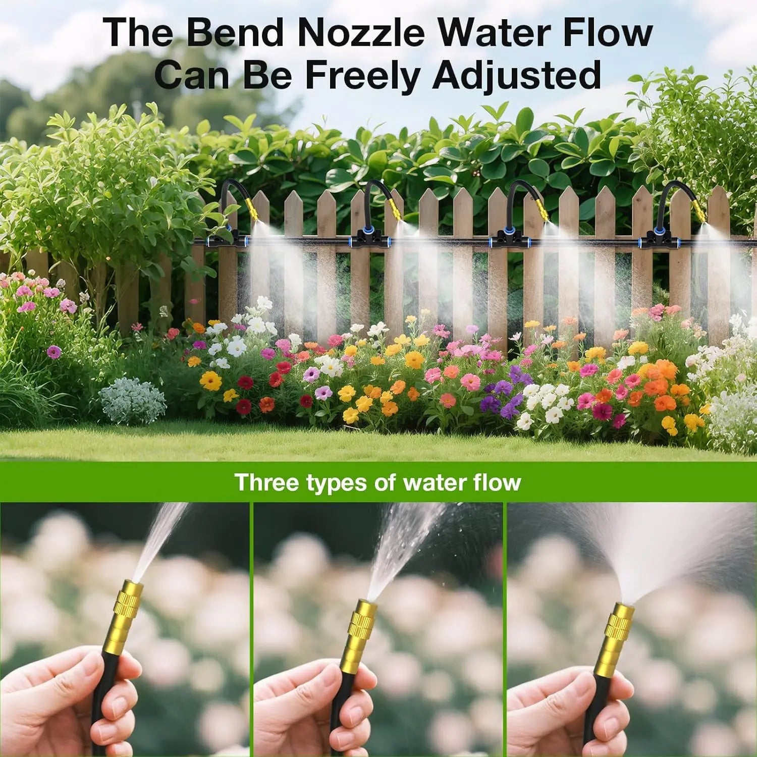 60M DIY Free Bending Universal Sprayer Kit 6mm Hose Patio Misting Cooling System for Garden Plant Fogging Watering Irrigation