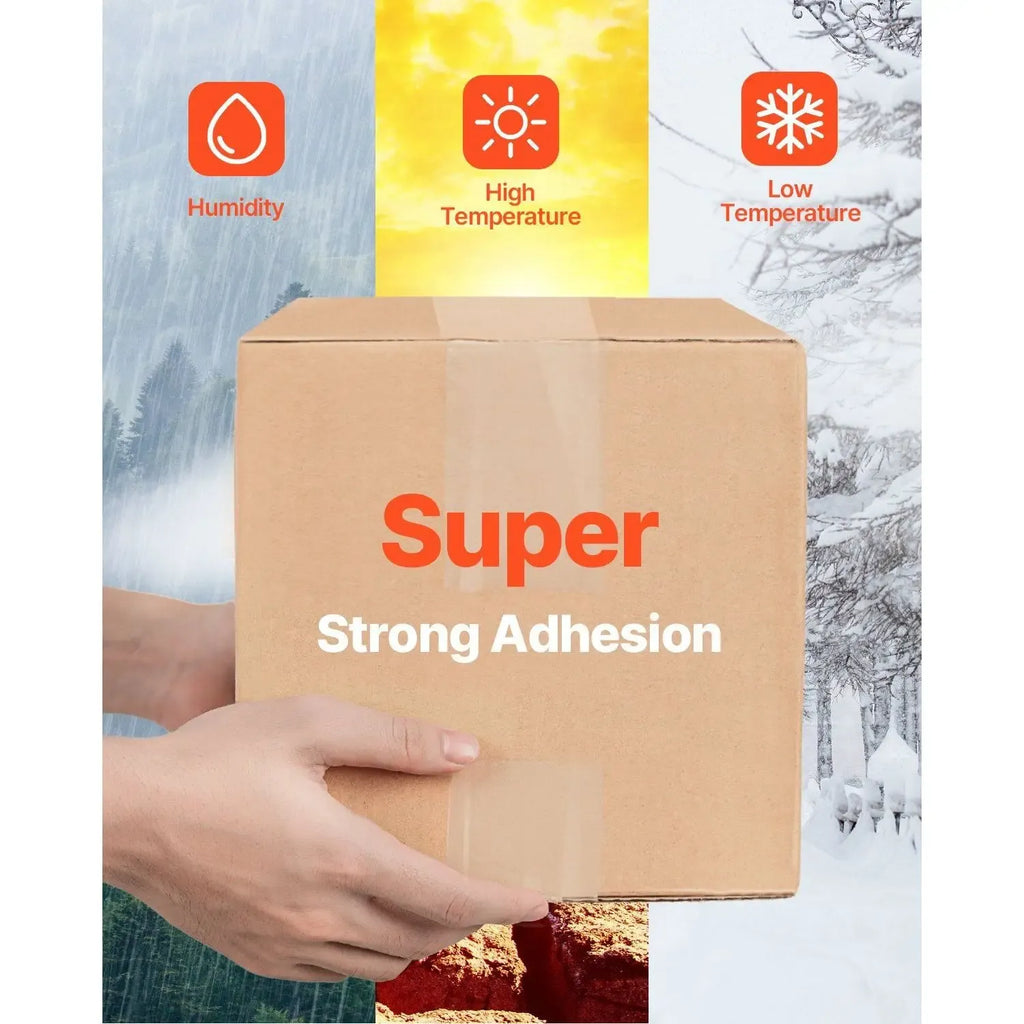 Hand applying clear packing tape to a cardboard shipping box