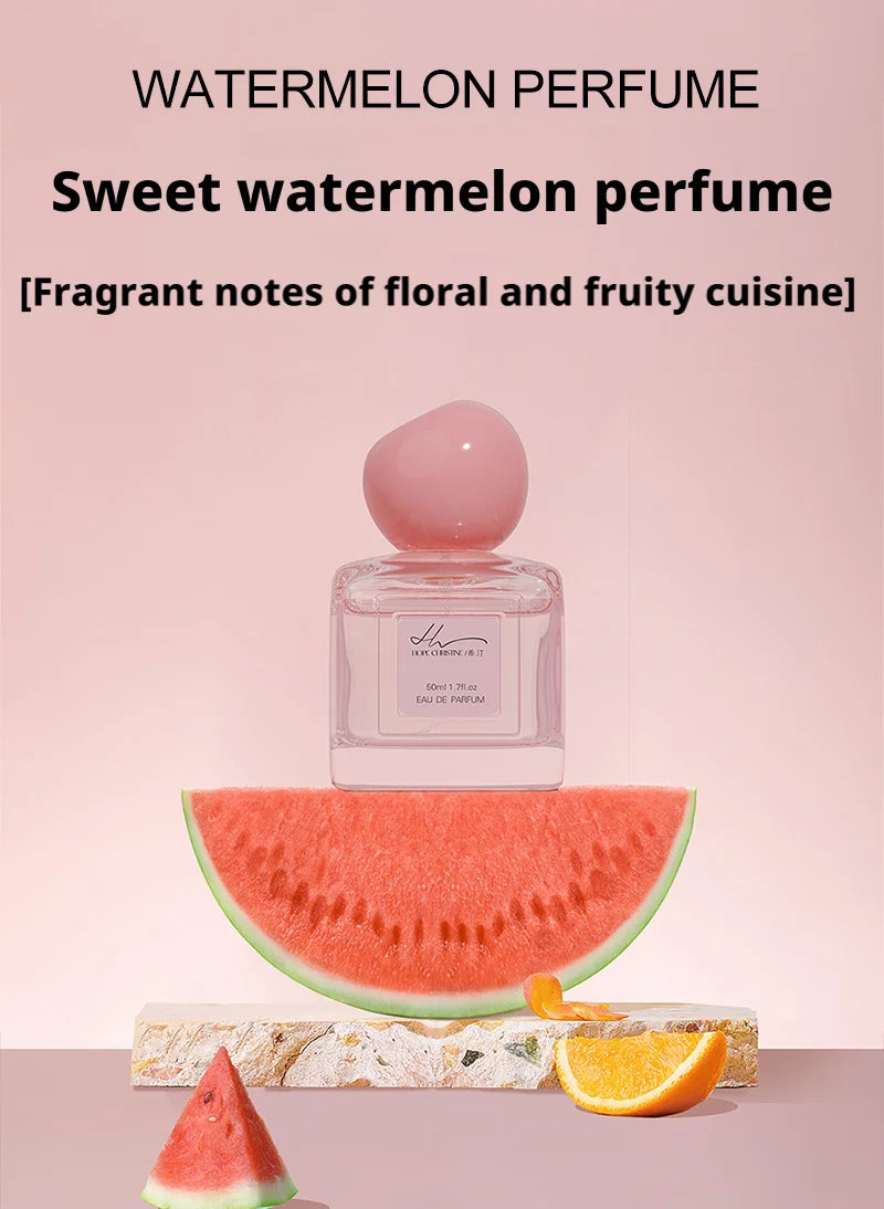 Hope Christine 50ml EDP for women: square bottle, sweet watermelon, peach, orange, and vanilla fruity fragrance spray.