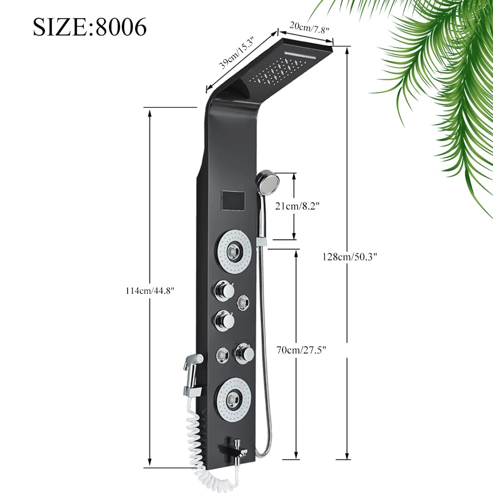 LED Light Shower Faucet Bathroom SPA Massage Jet Shower Column System Waterfall Rain Shower Panel Bidet Sprayer Tap