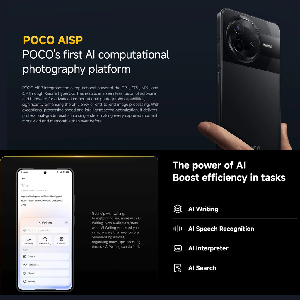 POCO F7 Pro 5G Smartphone 12GB 256GB - High Performance AMOLED AE Tidesmit