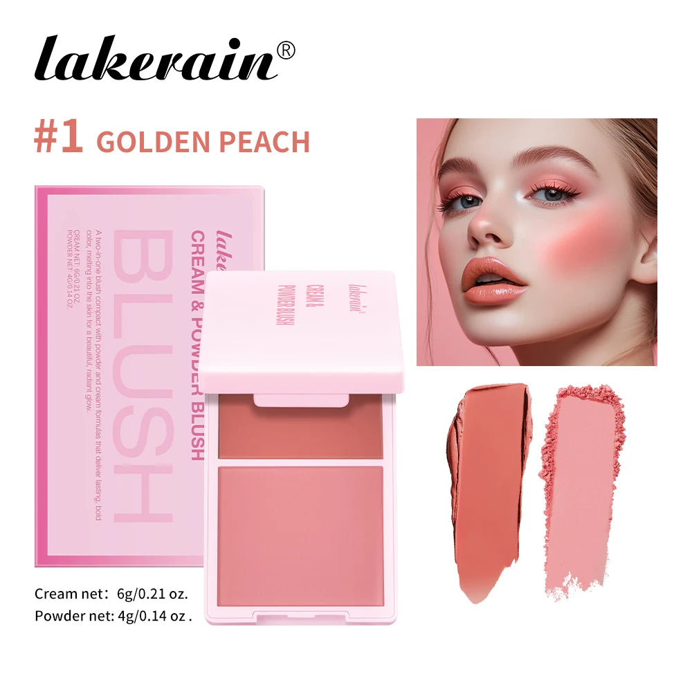 Tidesmit cream and powder blush palette swatch showing natural long-lasting peach pink pigmented face makeup shades