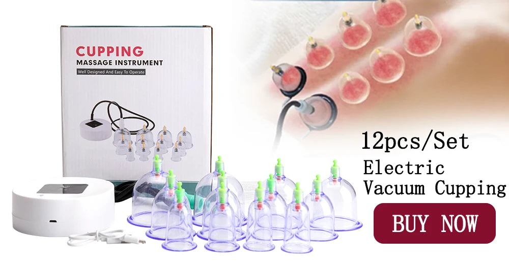 Vacuum Cupping Set for Deep Tissue Muscle Relief - 6 or 12 Piece Kit Body Shaping Massage Equipment Tidesmit