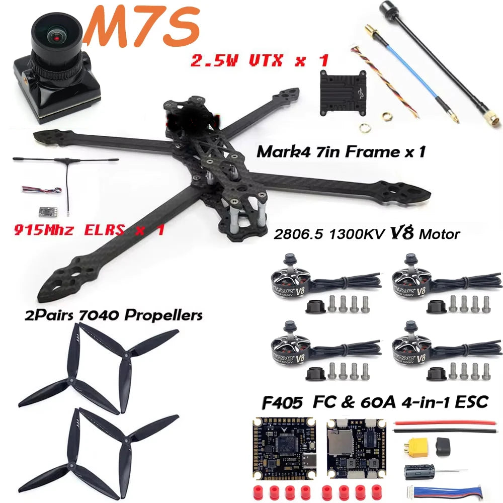 7 Inch FPV Drone DIY Kit Carbon Fiber Frame Brushless by Tidesmit M7S Tidesmit