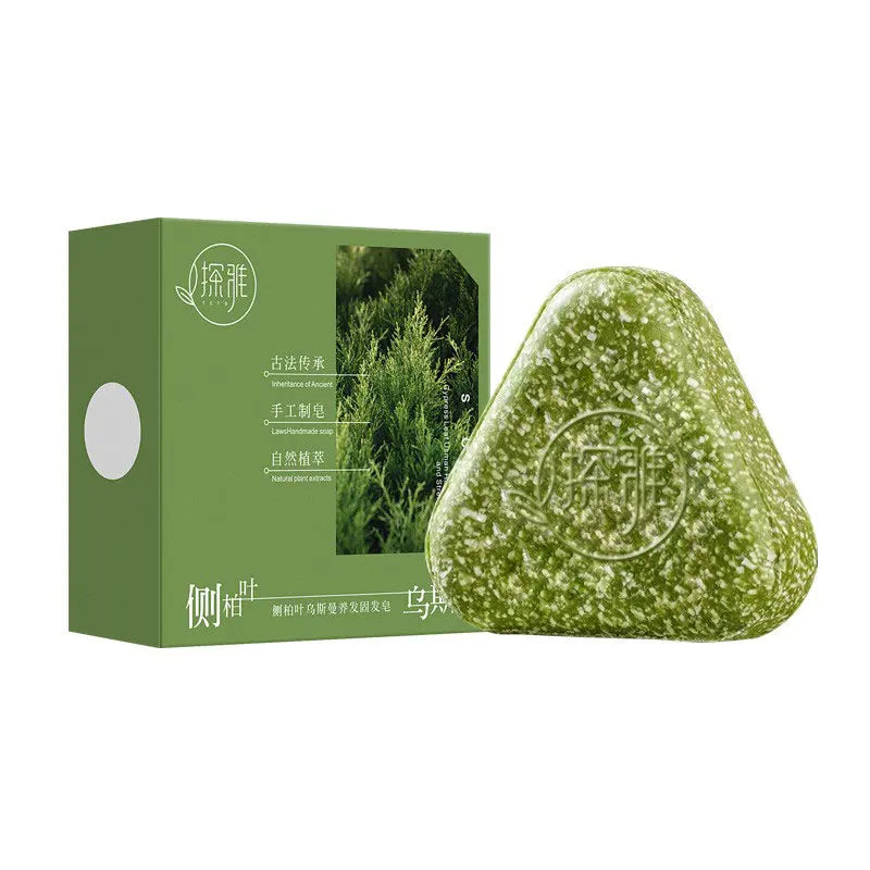 Usman Grass Platycladus Herbal Shampoo Soap Natural Hair Loss Treat Strengthens Roots Controls Oil Cleanses Scalp Hair Growth