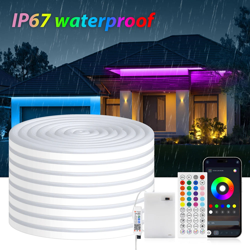 Bluetooth RGB LED Neon Strip Light 5V 3AA Battery Box 17Key 24key 44key Remote Control 108Leds/M 1M 2M 3M Waterproof Home Decor