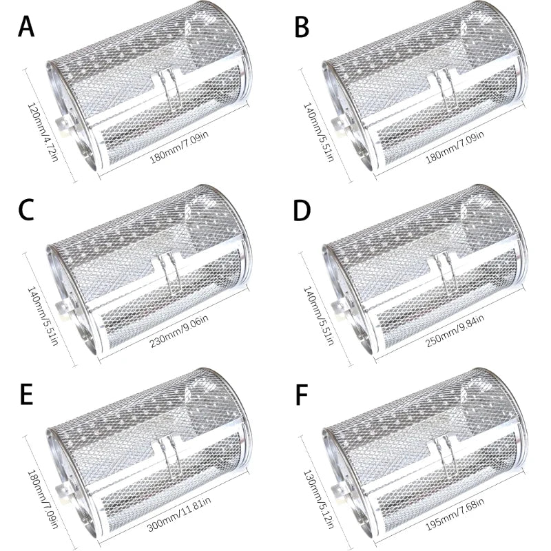 Stainless Steel Grill Rotisserie Oven For Kitchen Fry Basket Coffee Bean Grilled Cage Drum Rack Air Fryer Accessories Universal
