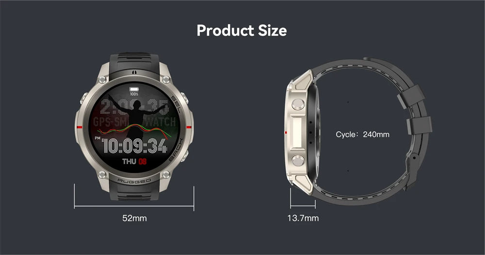 2026 New Hot Sports Smart Watch With GPS Offline Map 170+Sports Mode 5ATM Waterproof 1.43"AMOLED Fitness Tracker Watch For Men