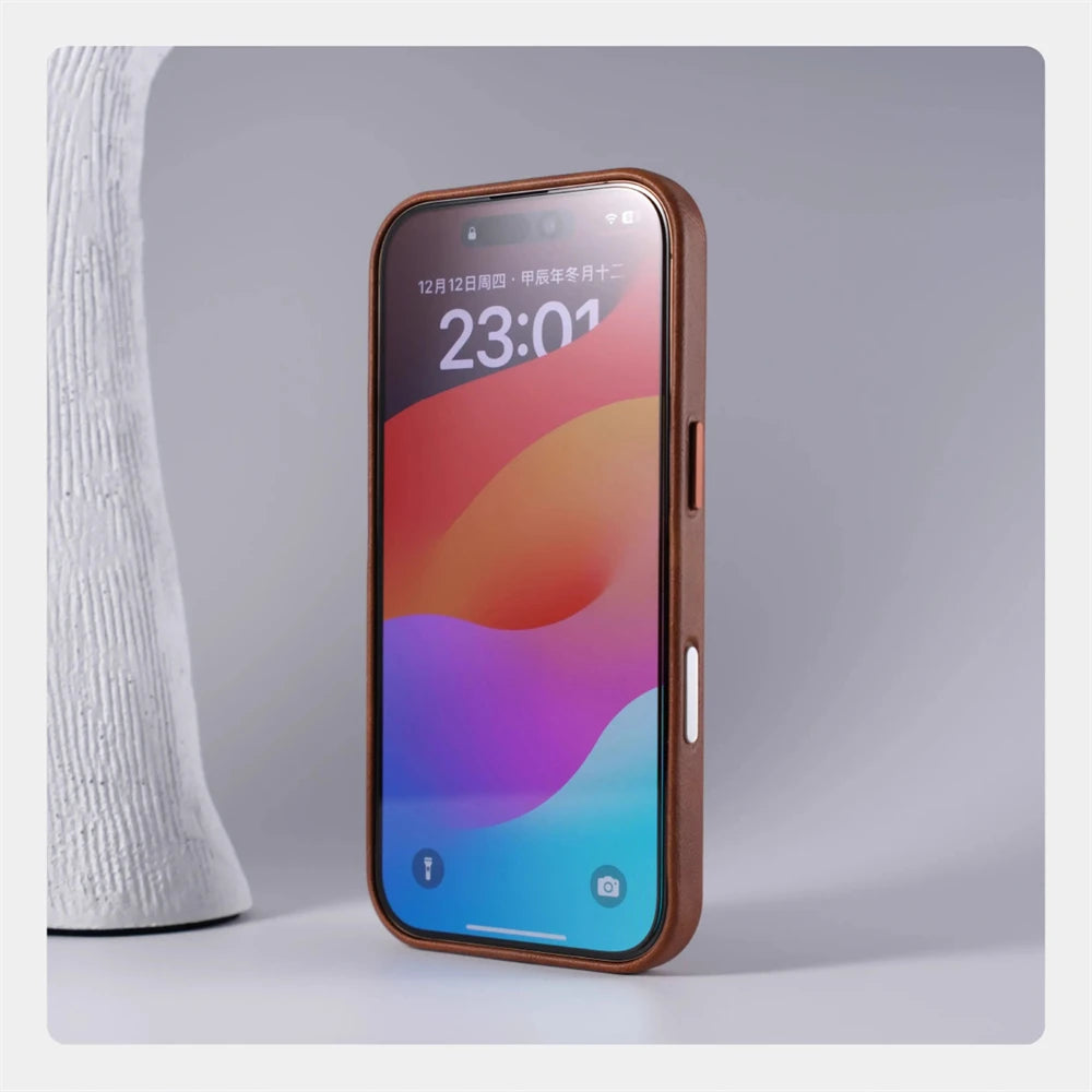 Magnetic Leather Case for iPhone 17 Pro Max with Alloy Lens Protection Tidesmit