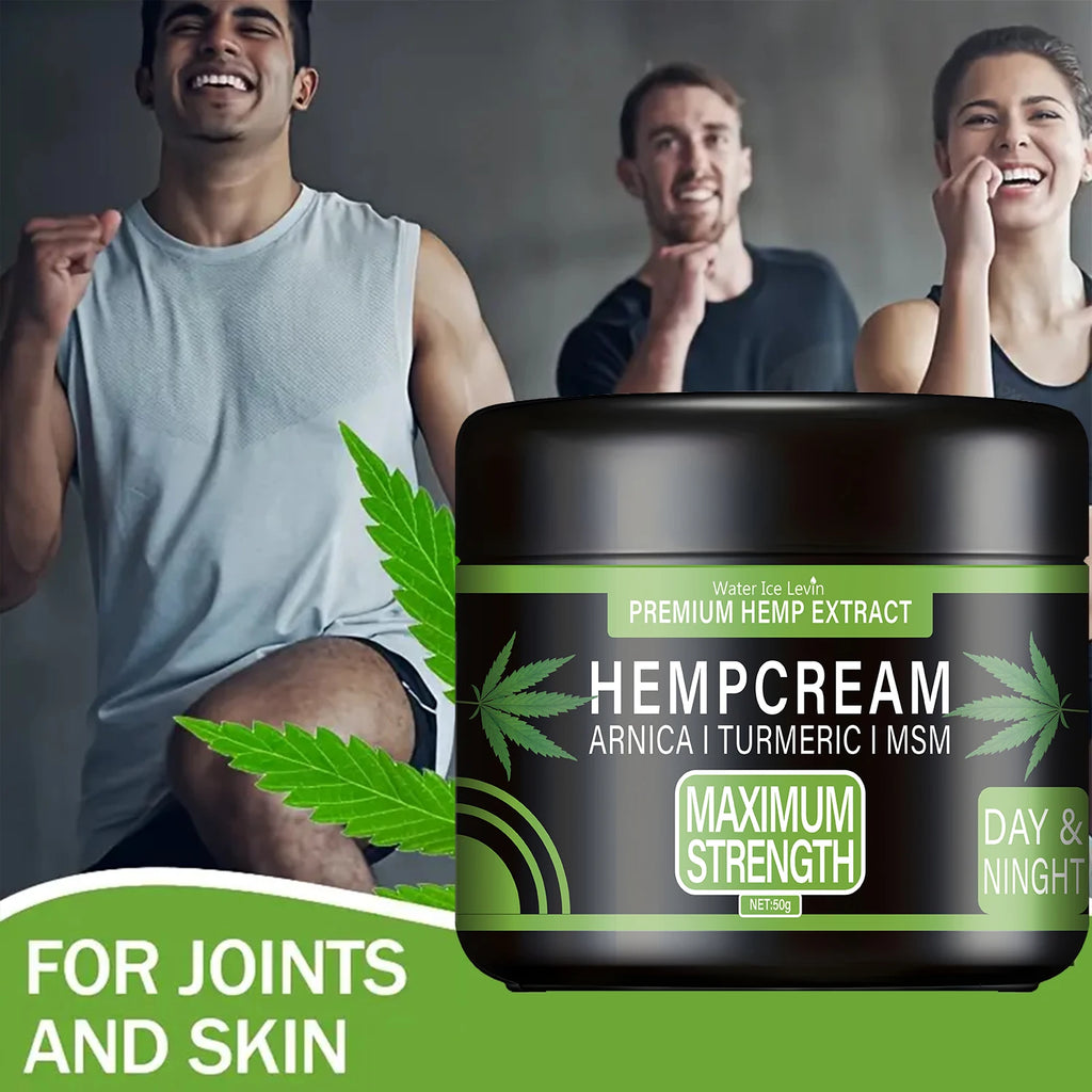 Hemp Cream: Premium Hemp Extract+Arnica+Turmeric, Maximum Strength, Light Texture, Moisturizes for Elastic Skin (Day & Night)
