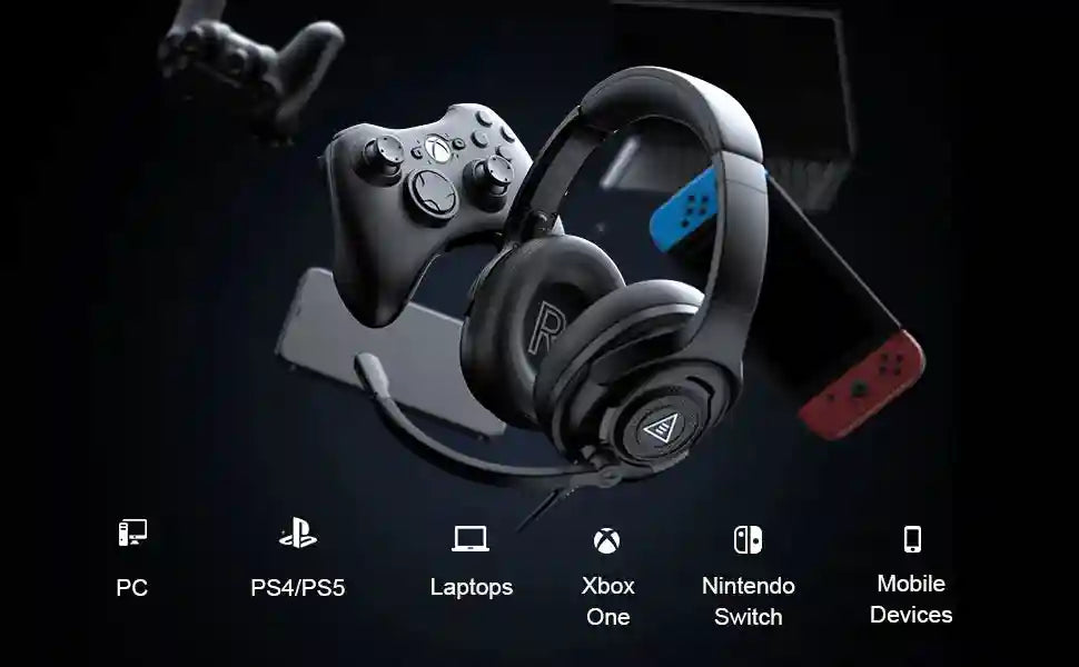 Gaming Headset with Microphone - Over-ear Wired Stereo for PC and PS5 Tidesmit