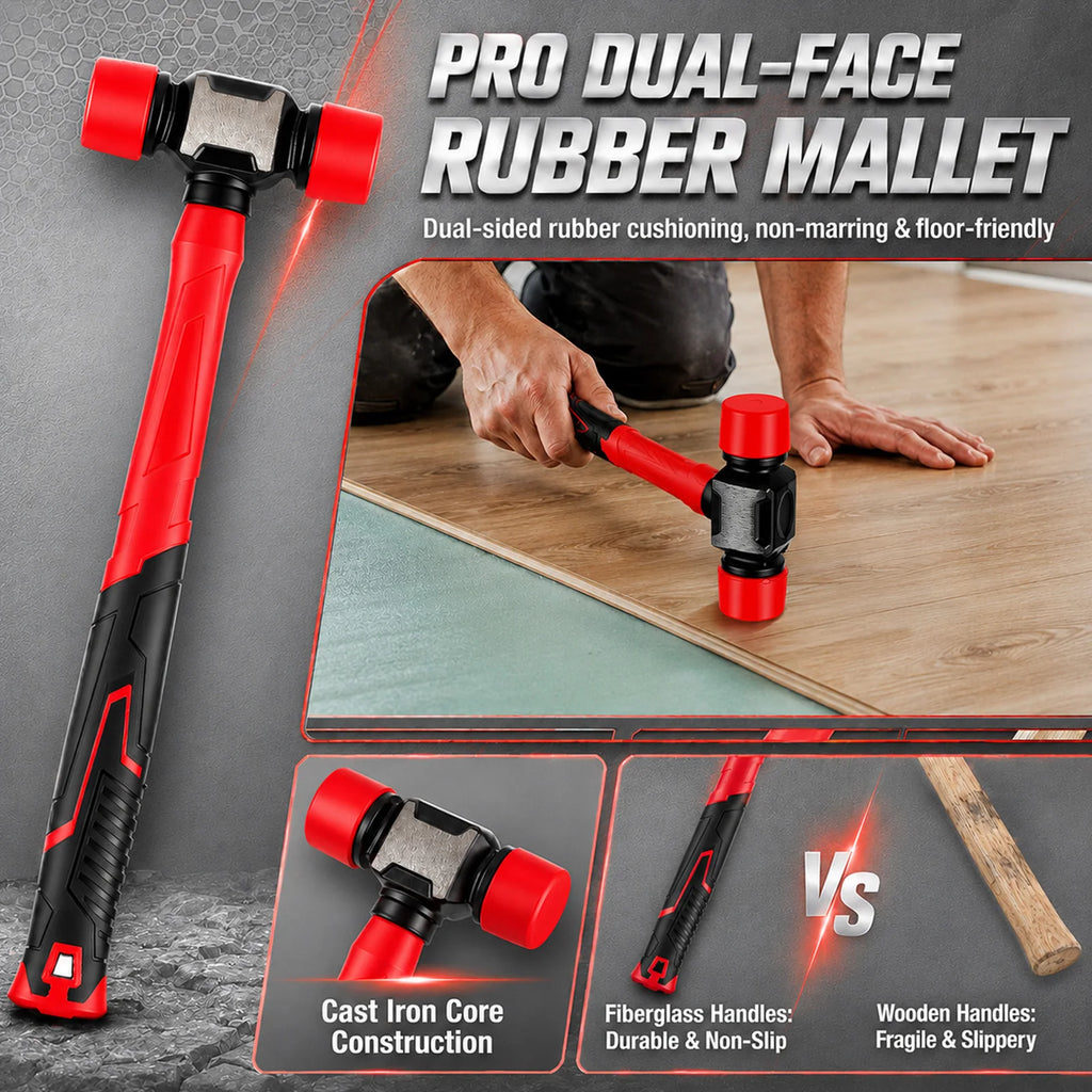 64 Pcs Laminate Flooring Installation Tool Set Professional Floor Fitting Kit Rubber Mallet Pull Bar Spacers Hand Tools for Wood Vinyl Flooring Renovation DIY Construction