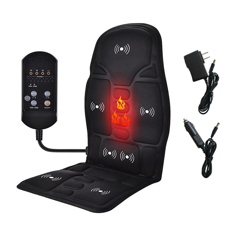 Electric Back Massager Cushion with Heat for Targeted Lumbar Relief Massage Cushion US plug Tidesmit