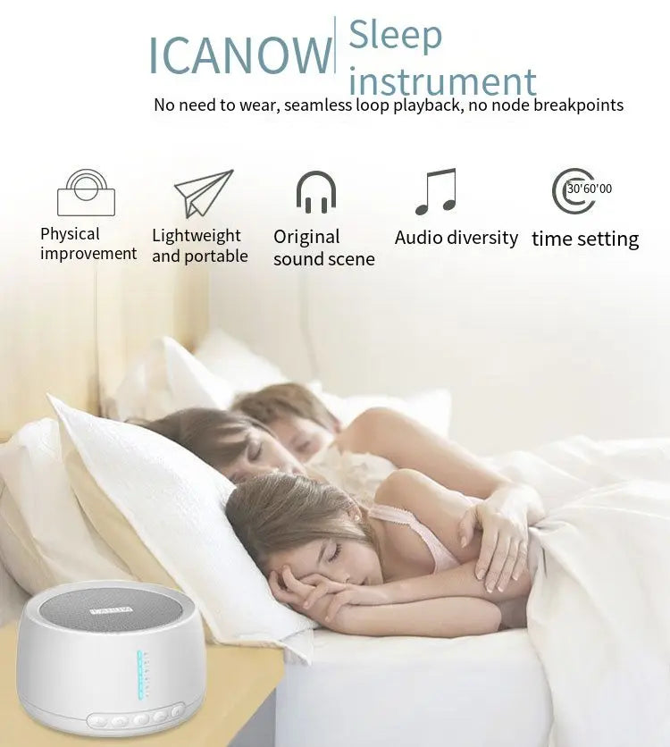 Portable Mini Smart Sleep Therapy Instrument Portable White Noise Machine 30 Sounds 36 Levels for Adult Baby and Household Use