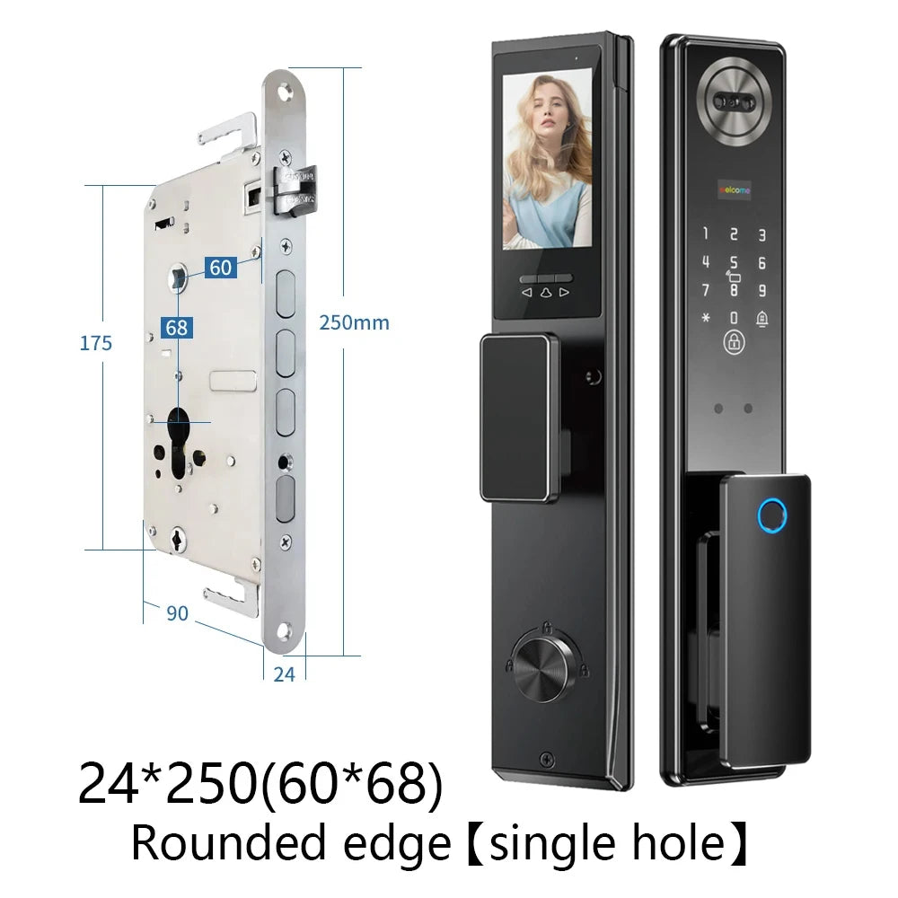 SANKESONG 3D Face Recognition Smart Door Lock,Palm Vein Recognition Video Smart Lock with Camera,Build-in WiFi,APP Control