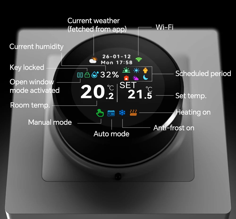 Tuya WiFi Smart Knob Thermostat for Electric Floor Heating Water/Gas Boiler Heating Thermoregulator Support Alexa Google Home