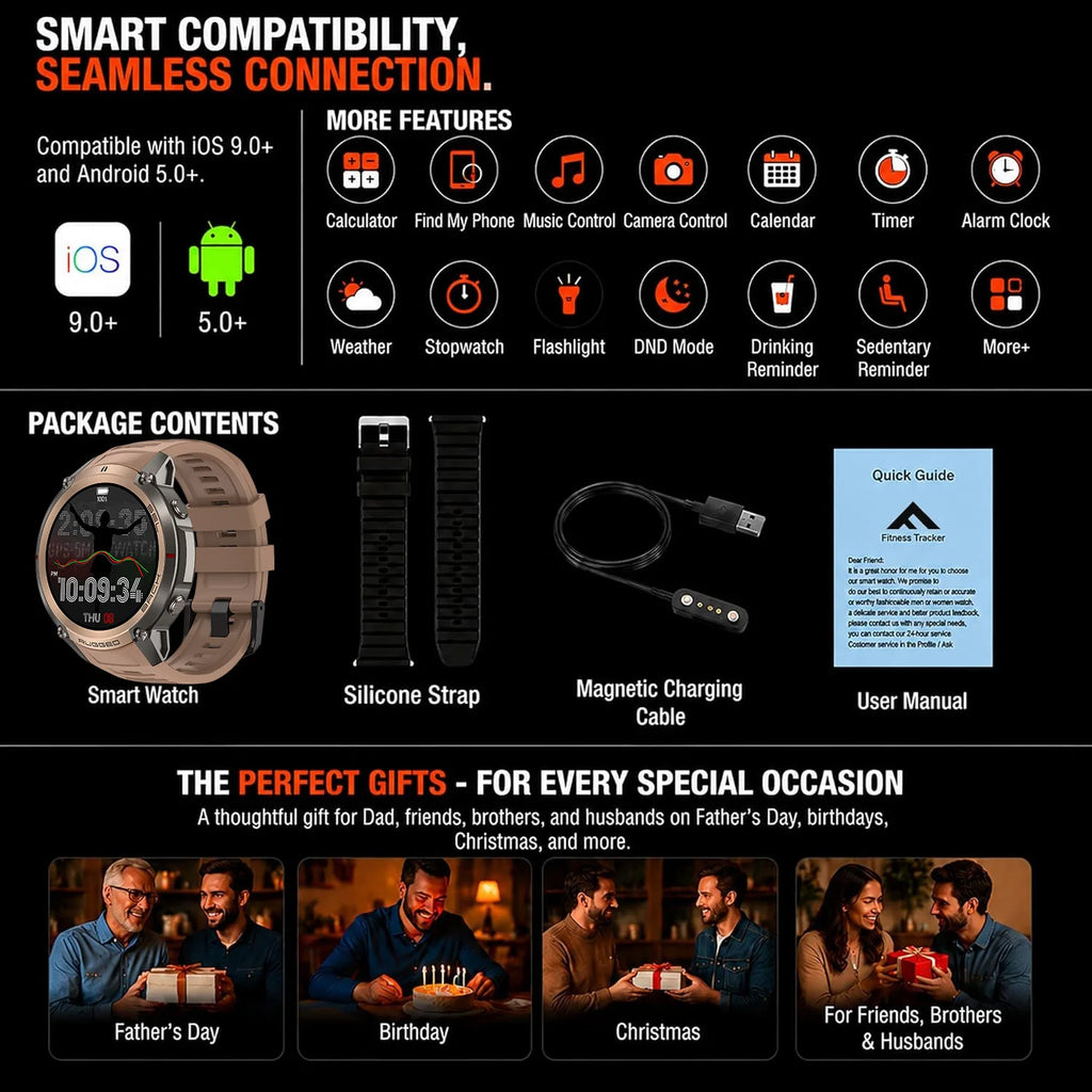 New Outdoor Sports GPS Military Grade Smart Watch Men Bulit-in GPS Offline Map BT Call Heart Rate Fitness Tracker Swim Bracelets