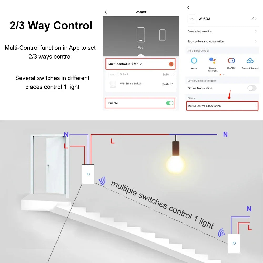 2 Way Smart RF433 Remote Control Wall Light Touch Switch Light Glass WiFi Tuya Smart Life US USA White Black Gold Alexa ON OFF