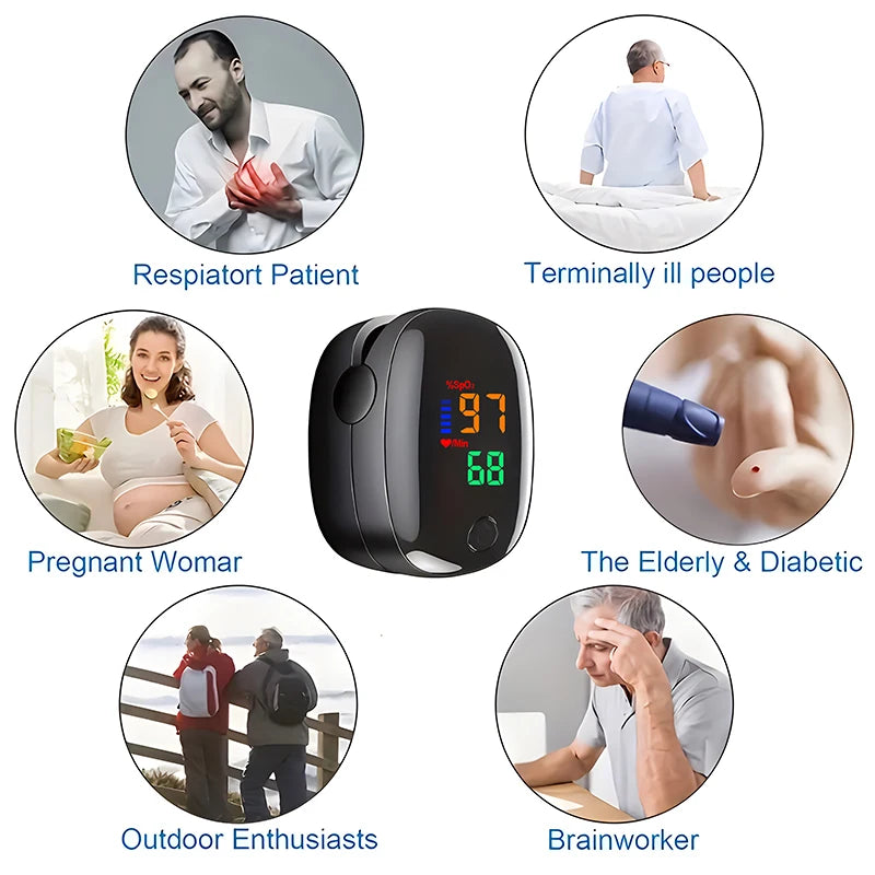 Finger Pulse Oximeter OLED Blood Oxygen Saturation Heart Rate Monitor Oxymeters Medical With Respiratory Digital Oximeter