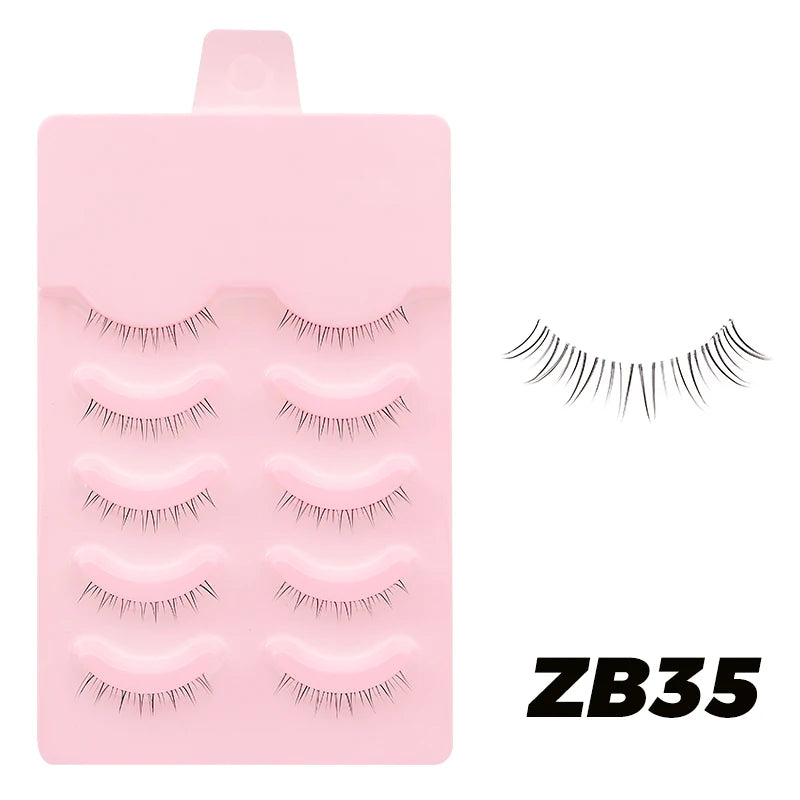Anime Manga False Eyelashes - Natural Wispy Faux Lashes - 5 Pairs Set False Eyelashes ZB35 Tidesmit
