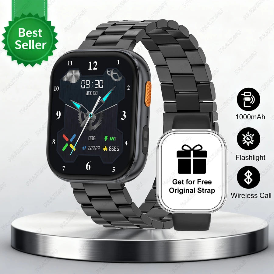 New Smart Watches Men 1000mAh Battery Heart Rate Sleep Monitor Bluetooth Call IP68 Waterproof Smartwatch Women For Android iOS