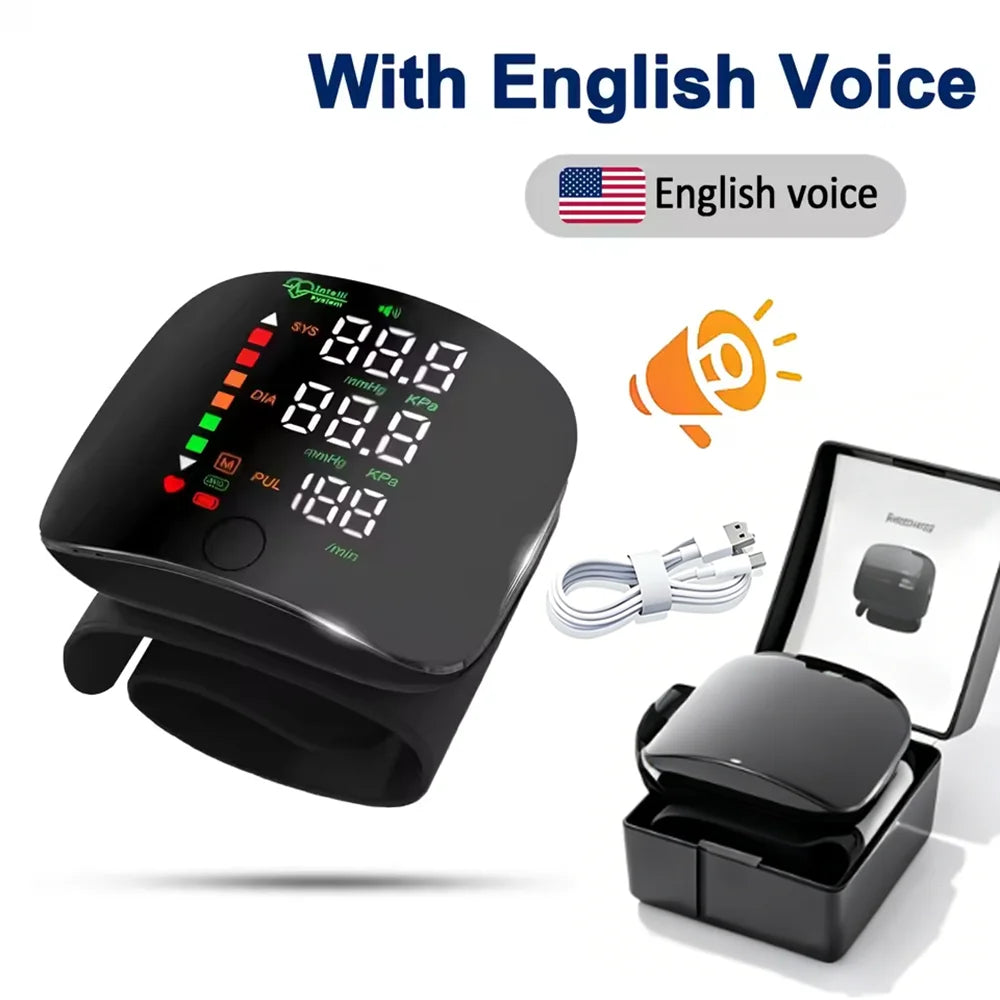 Rechargeable Digital Wrist Blood Pressure Monitor Sphygmomanometer Tonometer Tensiometer blood pressure Heart Rate Monitor