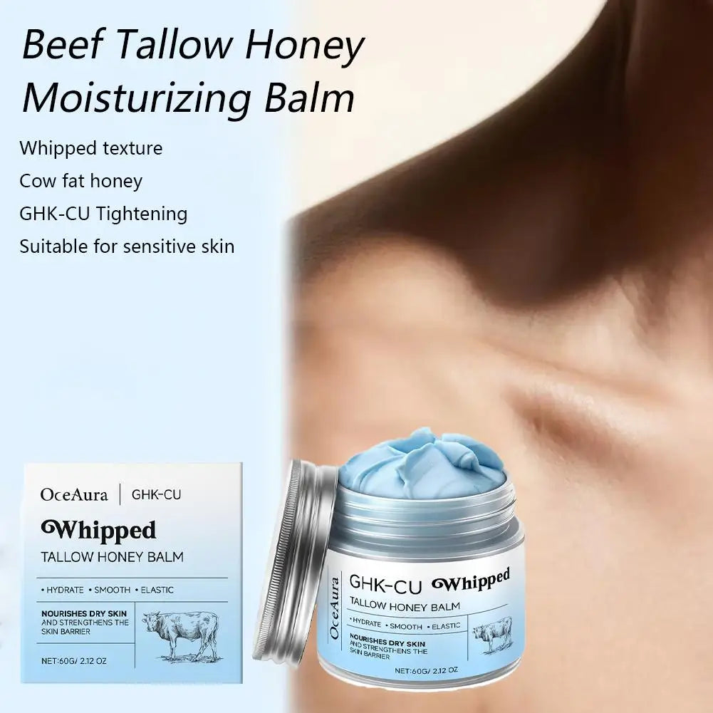 GHK-CU Whipped Tallow Honey Balm Hydration Body Moisturizer for Mature Dry & Sensitive Skin Targeted Skin Barrier Support