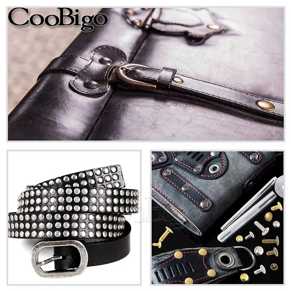 8x8mm metal double cap rivets for DIY leather pet collars, belts, and clothing decor. Durable studs for crafting.