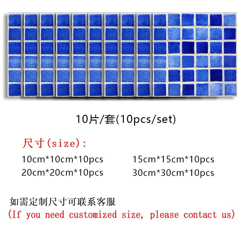 10pcs Purple Mosaic Hard Tiles Sticker Flat Printed in 2d Transfers Cover for Kitchen Bathroom Wallpaper Peel & Stick Wall Decal